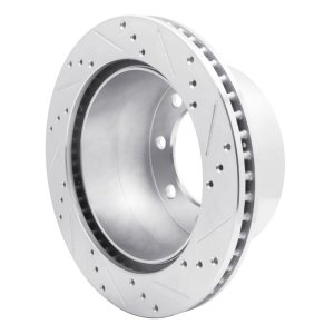 Dodge Ram 3500 Brake Rotor (1) - Rear Left - R1 Concepts - Drilled & Slotted - Silver - `00-`02